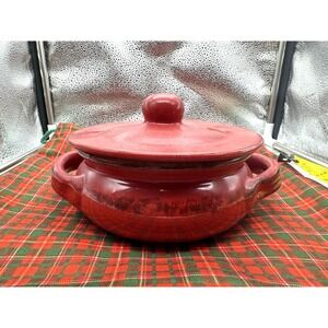 DE SILVA 6 RED Casserole Baking Dish Lid Handles Ceramic Italian Terracotta‎ VTG